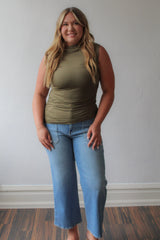 Sleeveless Shirring Jersey Tank Top
