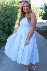 Gingham Pattern Smocked Waist Dress