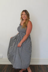 Gingham Print Long Dress