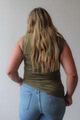 Sleeveless Shirring Jersey Tank Top