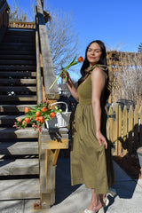 Wren Mixed Media Midi Dress
