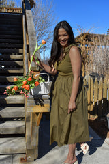 Wren Mixed Media Midi Dress