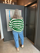 Green Oversized Striped Sweater