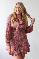 GREYLIN Olivia Tie Neck Mini Dress