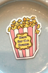 Here For The Drama Popcorn Sticker