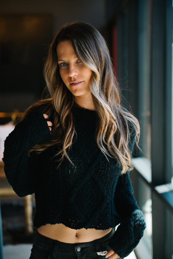 Black Cable Sweater