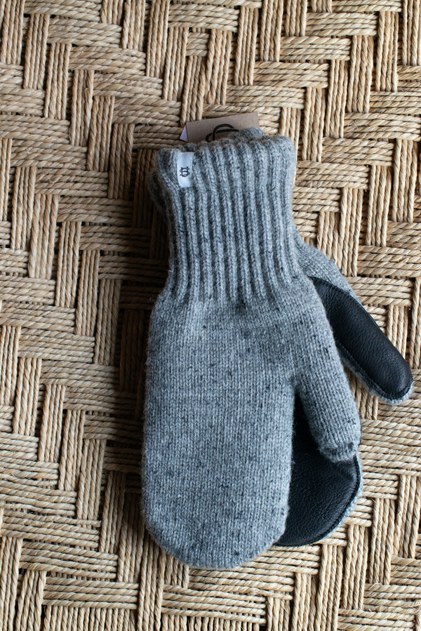 L/XL Grey Tweed Ragg Wool Mitten