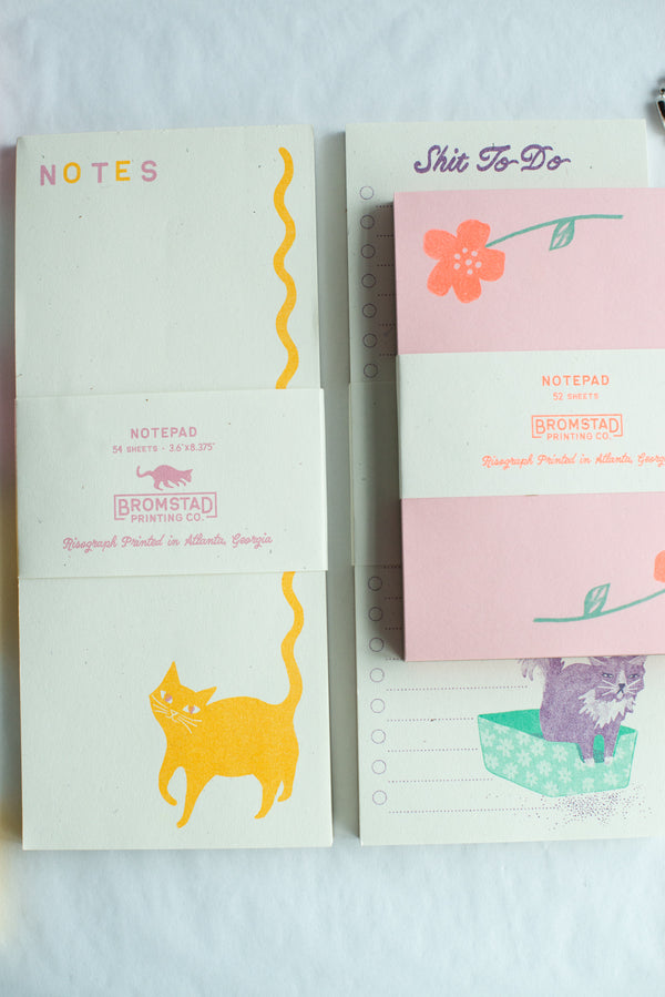 Squiggle Tail Cat - Risograph Notepad