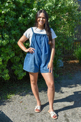 Sara Denim Overall Romper