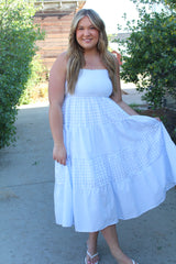 Gingham Pattern Smocked Waist Dress
