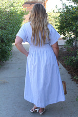 Striped Pleated Flare Dress
