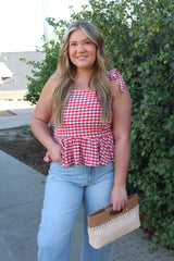 Gingham Peplum Top