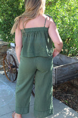 Striped Print Straight Wide Leg Pants
