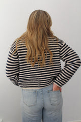 Striped Button Front Sweater Cardigan