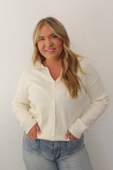 Ribbed Collared Button-Up Knit Top