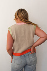 Color Contrasted Sleeveless Knit Top