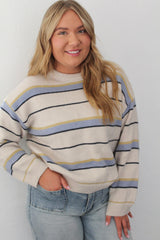 Multi Color Contrast Detail Knit Top