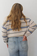 Multi Color Contrast Detail Knit Top