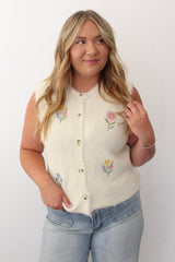 Floral Embroidered Sweater Vest