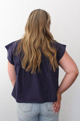 Pintucked Cap Sleeve Blouse