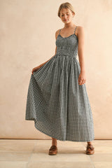 Gingham Print Long Dress