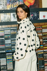 Polka Dot Half-Zip Sweatshirt