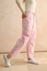 Striped Barrel Pants With Tie Front