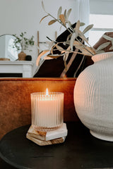 Clear Ribbed 12 oz Soy Candle