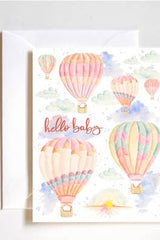 Hello Baby Hot Air Balloons Card
