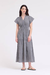 Ruffle Gingham Midi Dress