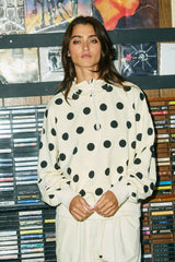 Polka Dot Half-Zip Sweatshirt