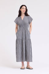Ruffle Gingham Midi Dress