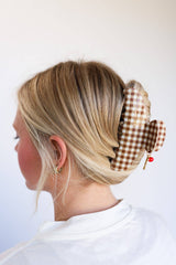 KAXI Brown Gingham Tomato Charm Claw Clip