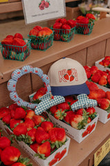 KAXI Blue Gingham Strawberry Charm Claw Clip