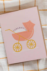 Pink Baby Carriage Greeting Card
