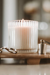 Clear Ribbed 12 oz Soy Candle
