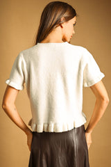 Ruffle Hem Short Sleeve Sweater