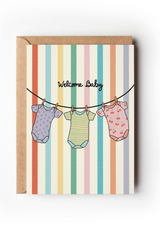 Welcome Baby Onesies Rainbow Card