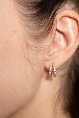 18k Gold Pave Shine Double Hoops