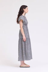 Ruffle Gingham Midi Dress