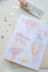 Hello Baby Hot Air Balloons Card