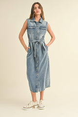 Daylin Denim Sleeveless Button Down Dress