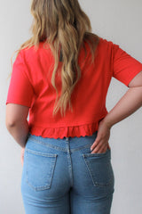 Eyelet Hem Boxy Knit Top