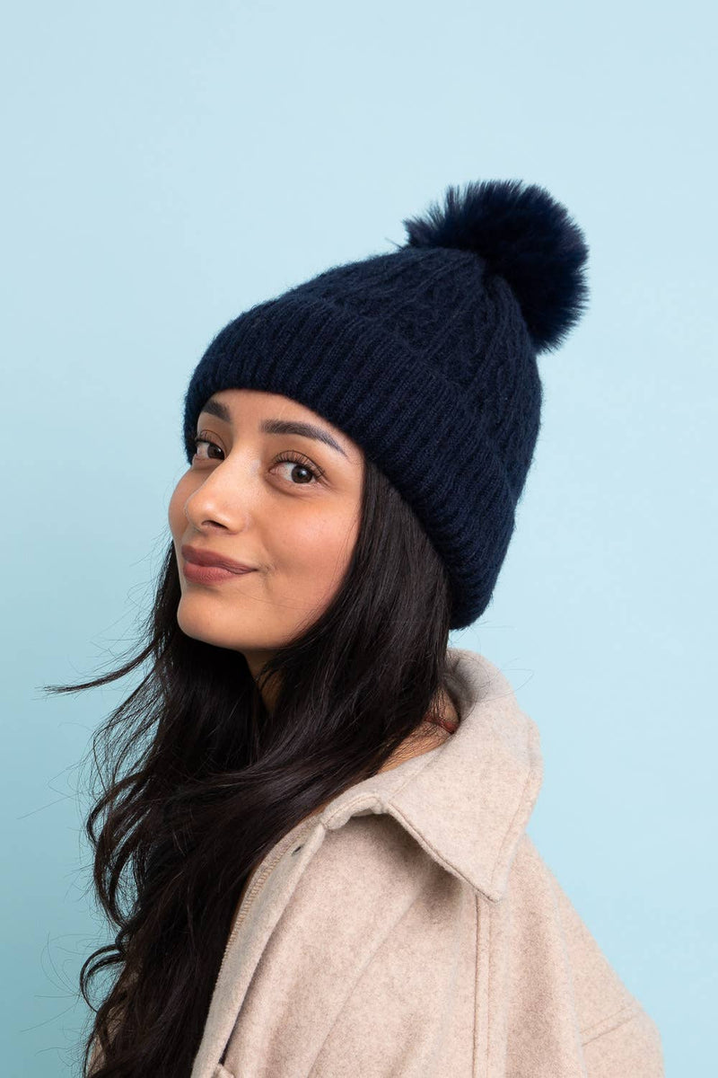 Cable Knit Cuffed Beanie