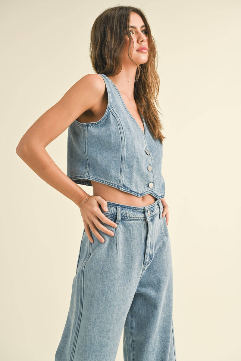 Emilee Washed Denim Vest