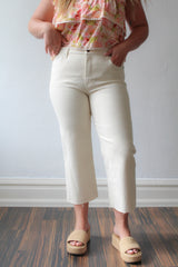 Cream Cropped High Rise Jean
