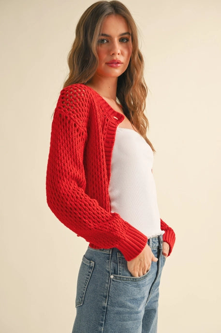 Crochet Knitted Buttondown Cardigan 2 Colors!