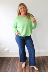 Knit Sweater Rolled Round Neck Pullover Top 2 Colors!