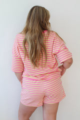 Stripe Contrast Trim Boxy Terry Shorts