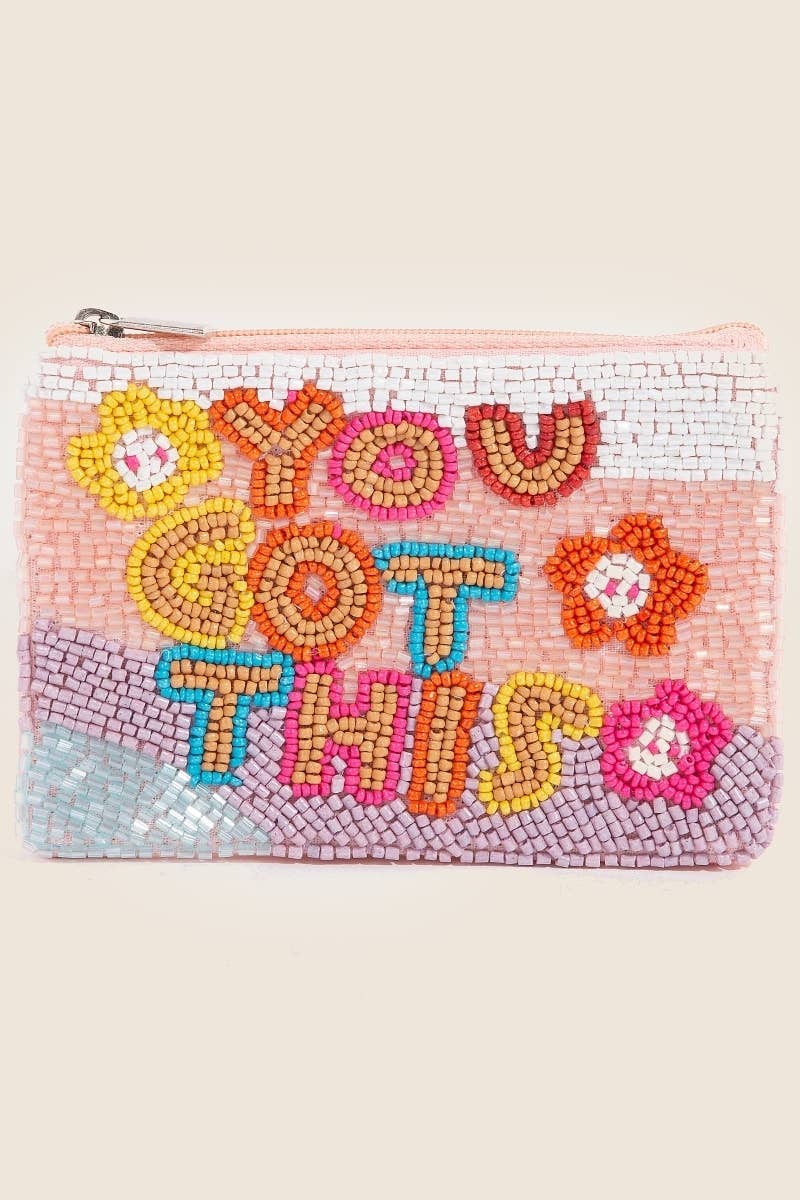 You Got This Beaded Coin Pouch